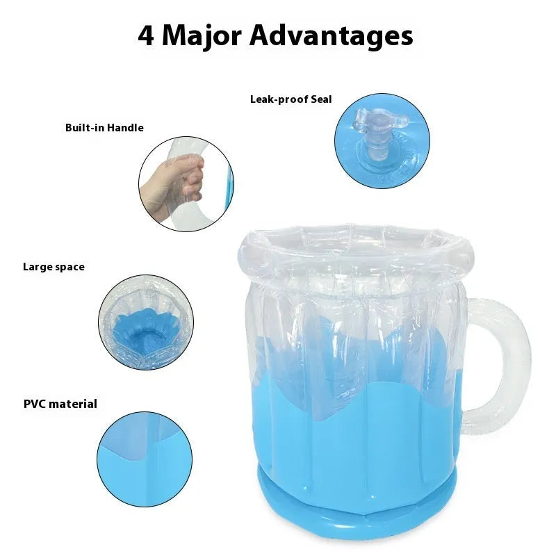 Yellow inflatable PVC ice bucket with beer steins design for outdoor parties and events