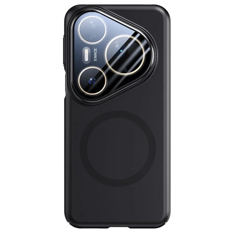 Huawei Pura80pro phone case with magnetic lens bracket in black silver bright red colours