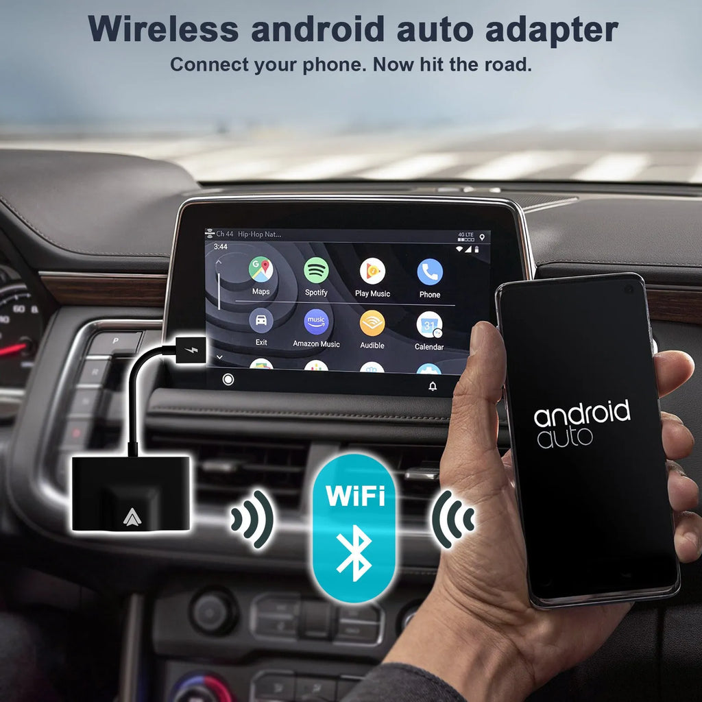 THT-020 series car wired to wireless Android system adaptor in black or white.