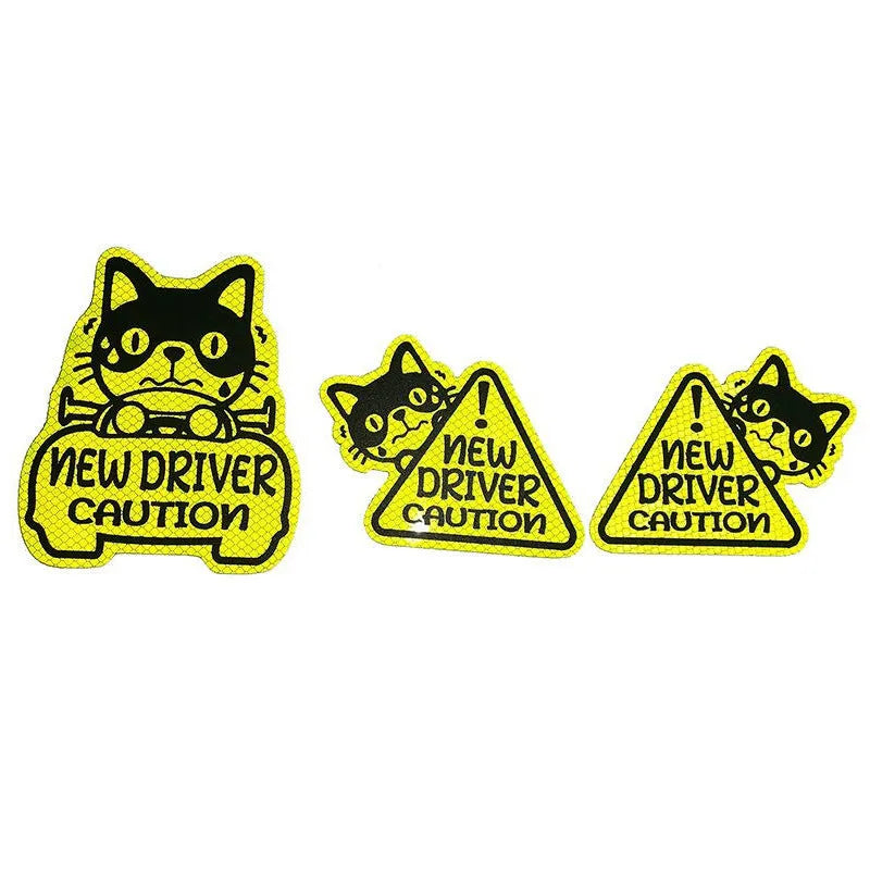 Set of three reflective magnetic stickers with animal designs for car decoration