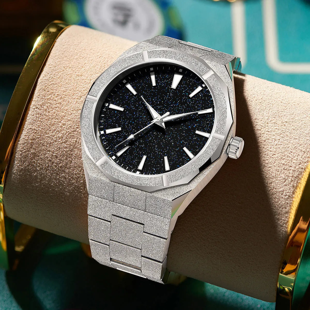 Stainless steel business men's watch with luminous frost finish in 11mm thickness