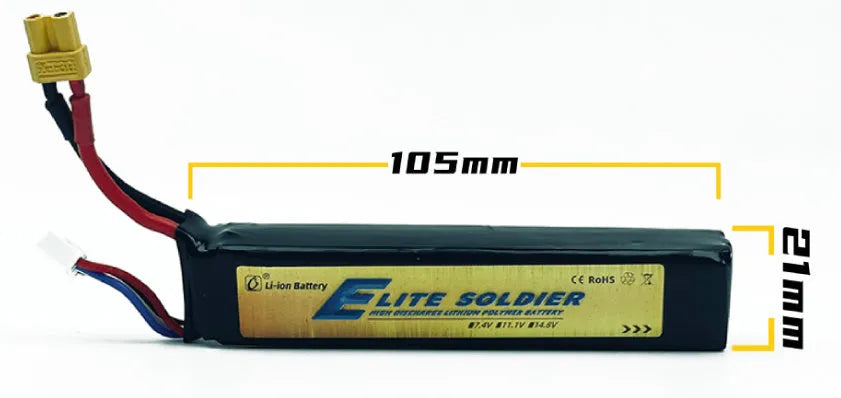 Replacement lithium battery for children's soft elastic air toy gun, 7.4V 900mAh or 11.1V 2000mAh, cylindrical cells with SM Odamiya XT30 Tamiya connectors