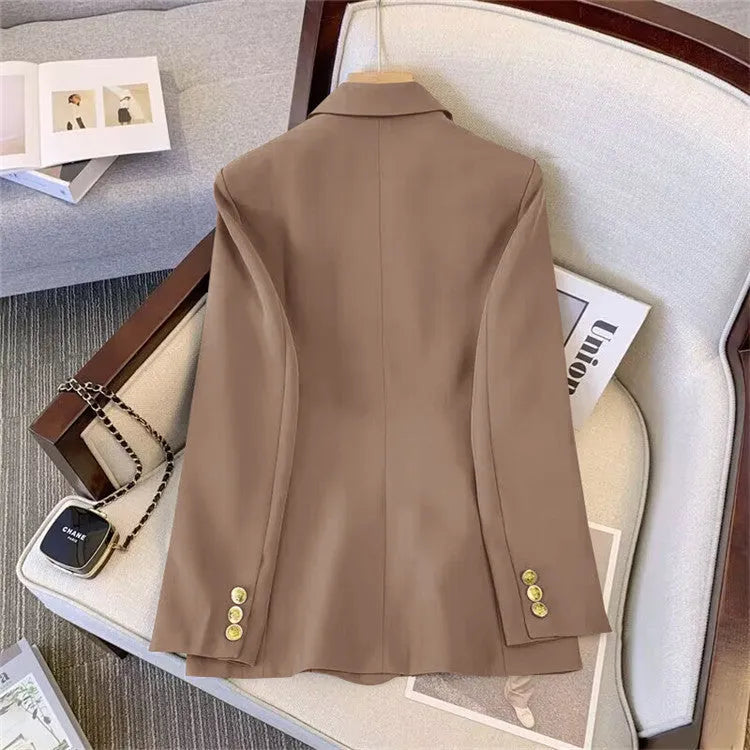 Women's loose-fit polyester blouse in black, regular sleeves, 50cm length