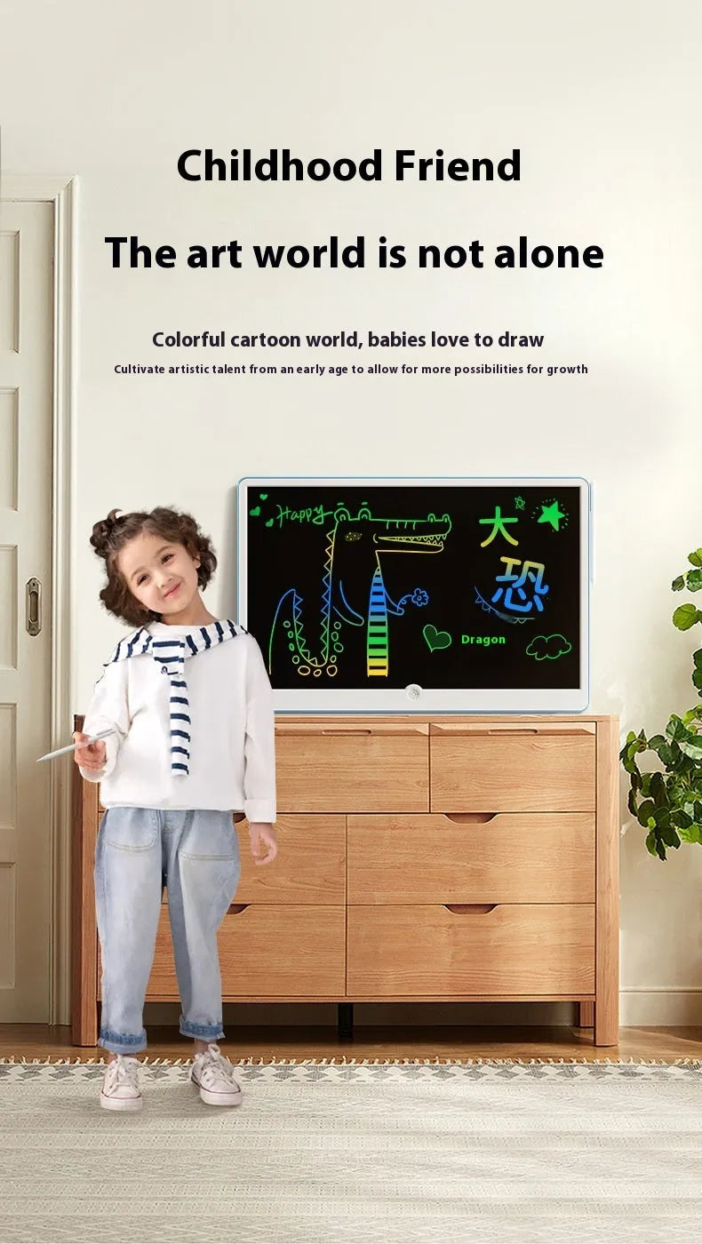 19-inch LCD children's drawing board in blue and white or pink and white colour options with stylus