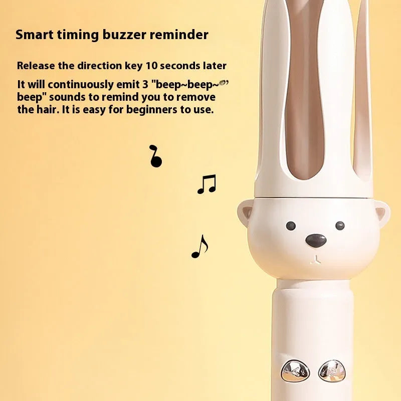 Beige automatic hair curler with negative ion technology and ceramic heating barrel