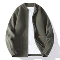 Men's beige straight cut cardigan jacket made from polyvinyl alcohol fibre blend for leisure wear.