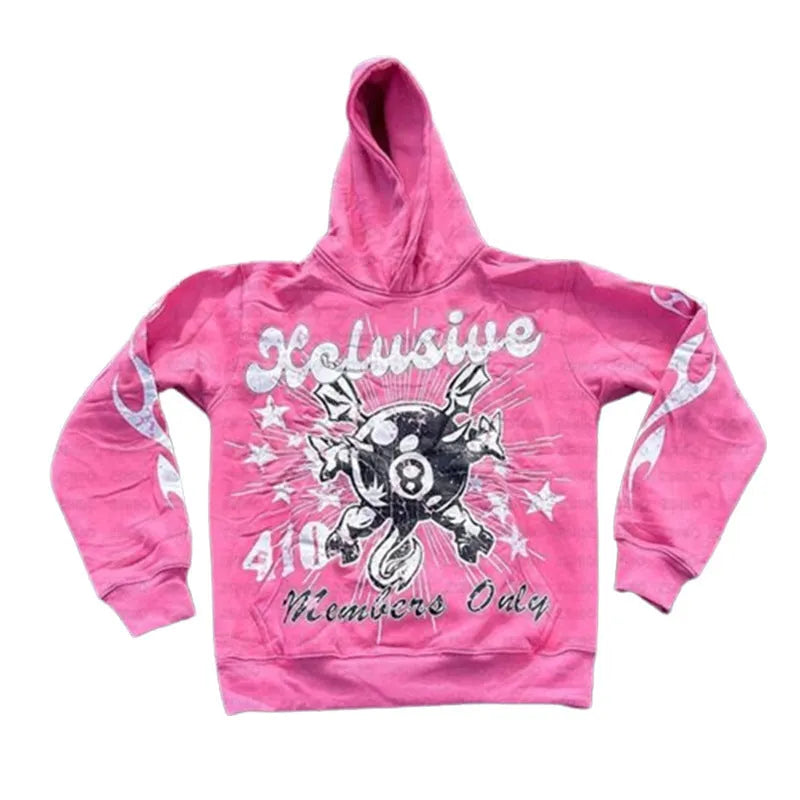 Loose fit personalised letter print pullover hoodie in black with kangaroo pocket
