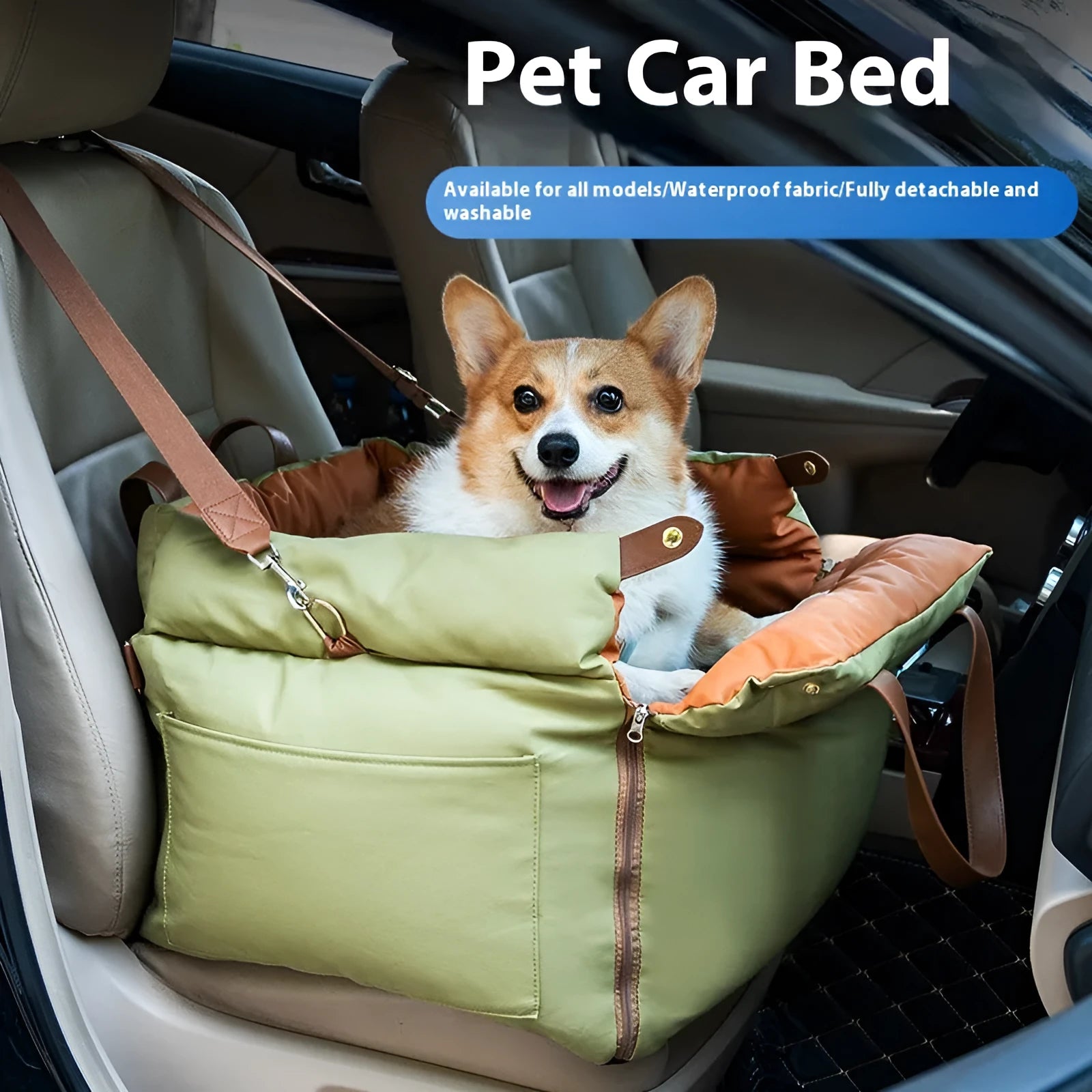 55x50x45cm portable cloth cat car kennel with removable washable cover in brown colour