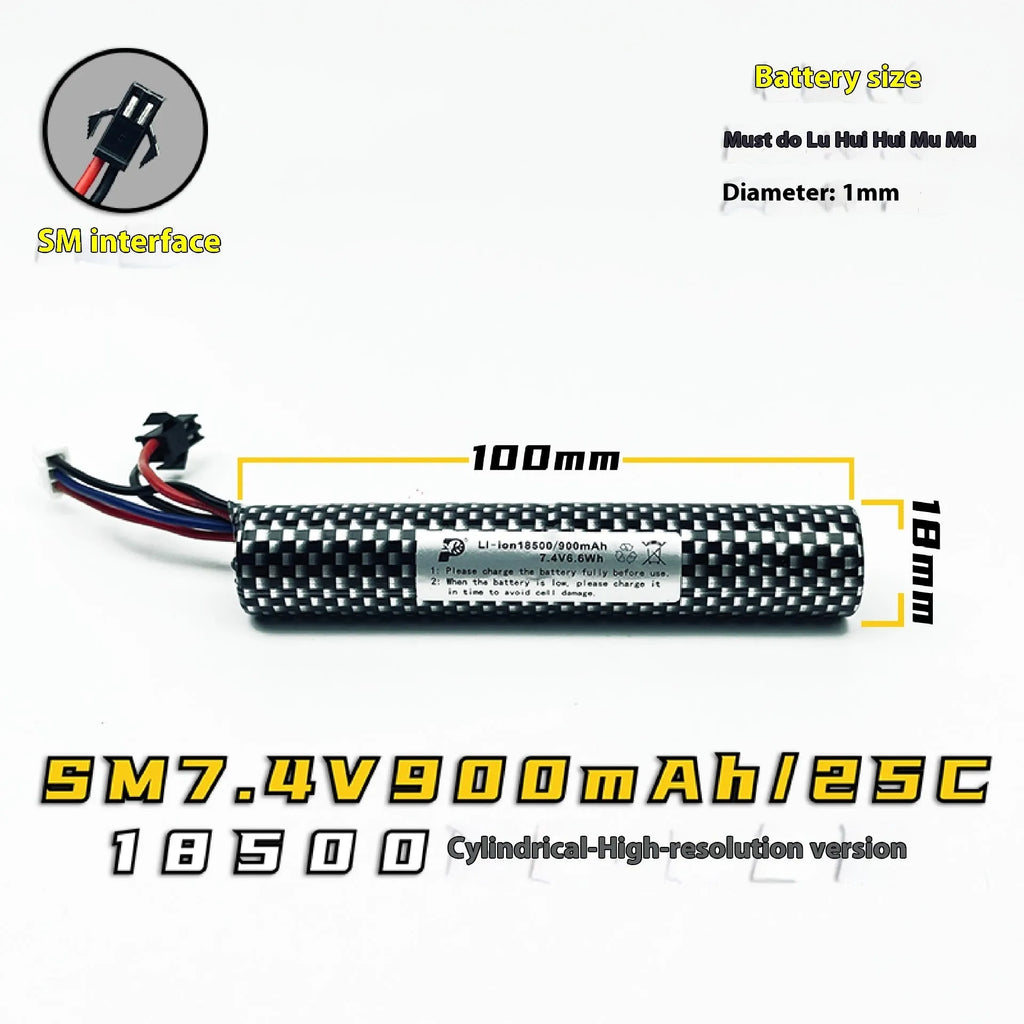 Replacement lithium battery for children's soft elastic air toy gun, 7.4V 900mAh or 11.1V 2000mAh, cylindrical cells with SM Odamiya XT30 Tamiya connectors