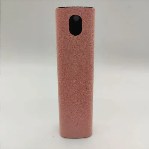 2-in-1 screen cleaner kit with spray bottle and microfiber cloth in pink and grey for phone and computer screens