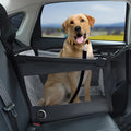 Black Oxford cloth collapsible pet crate for dogs, shown with measurements 49cm by 49cm by 38cm.