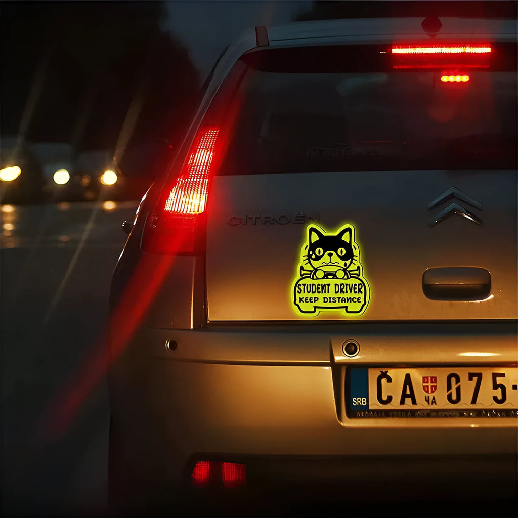 Set of three reflective magnetic stickers with animal designs for car decoration