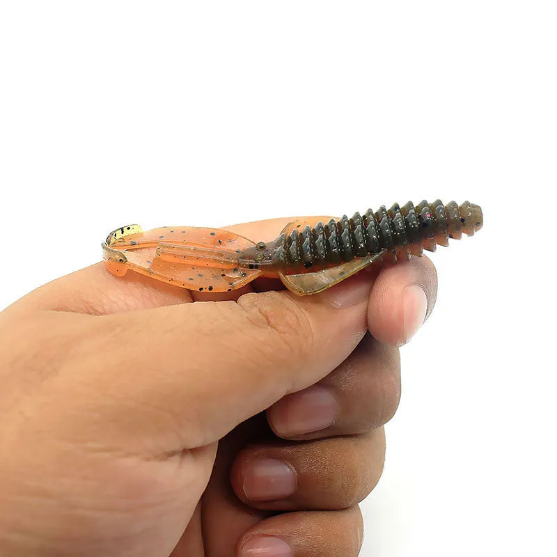 Assorted PVC soft plastic fishing lures in various colours, shown in 8cm and 12cm sizes.