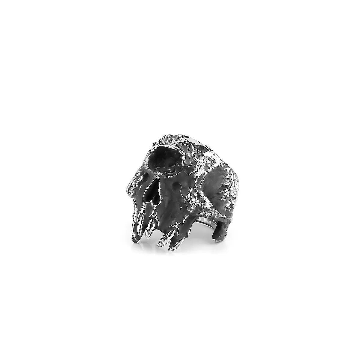 Retro punk alloy ring with a detailed one-eyed skull design and electroplated finish.