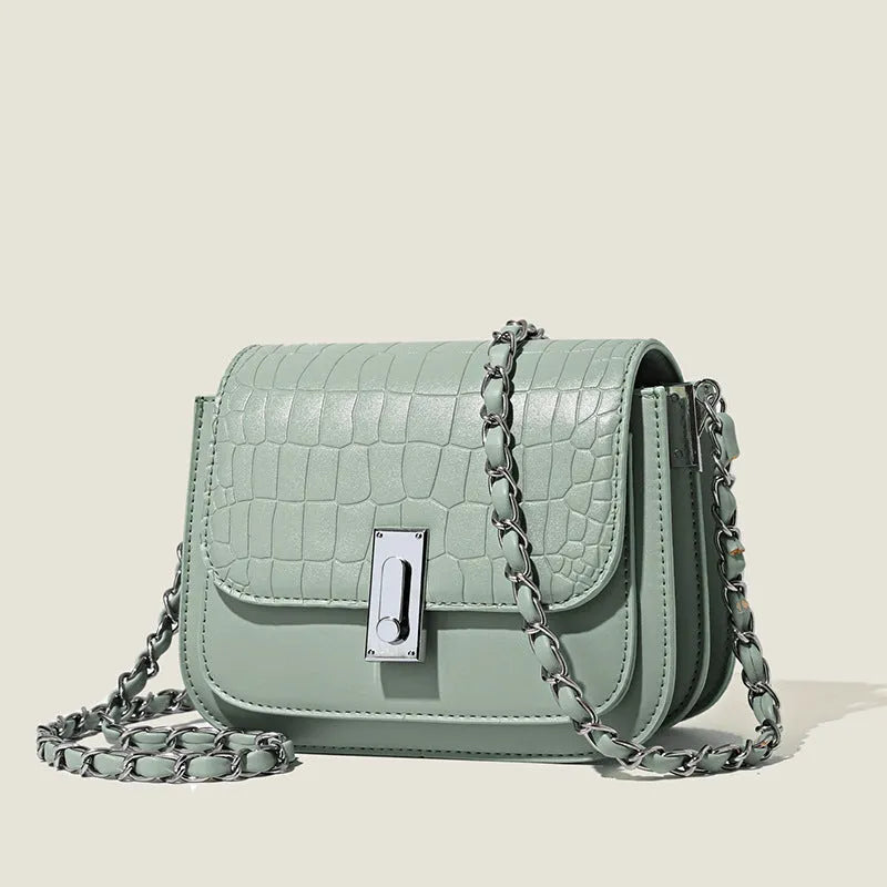Women's soft PU leather shoulder bag in horizontal square shape with mobile phone pocket