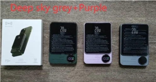 MagSafe magnetic wireless power bank attached to iPhone 14 Pro showing Cangling green colour option