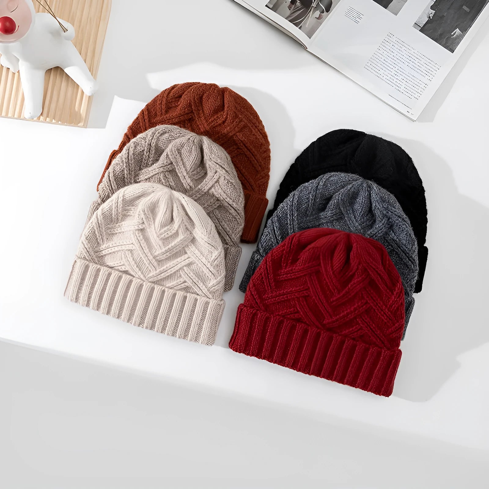 Wool knitted women's hat with dome crown design in multiple colour options
