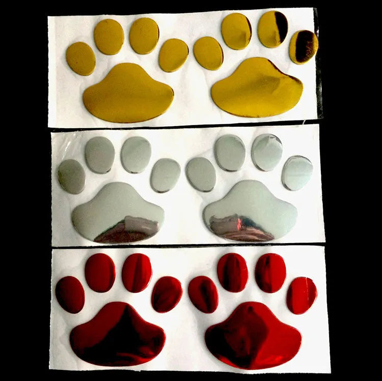 PVC car sticker with hand-shaped brush design showing dog footprint pattern in choice of colours