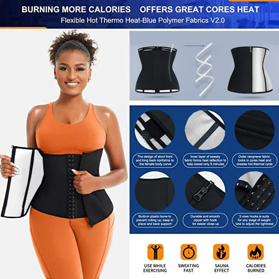 Neoprene sports waist shaping belly band shown in blue, with adjustable straps for abdomen support.
