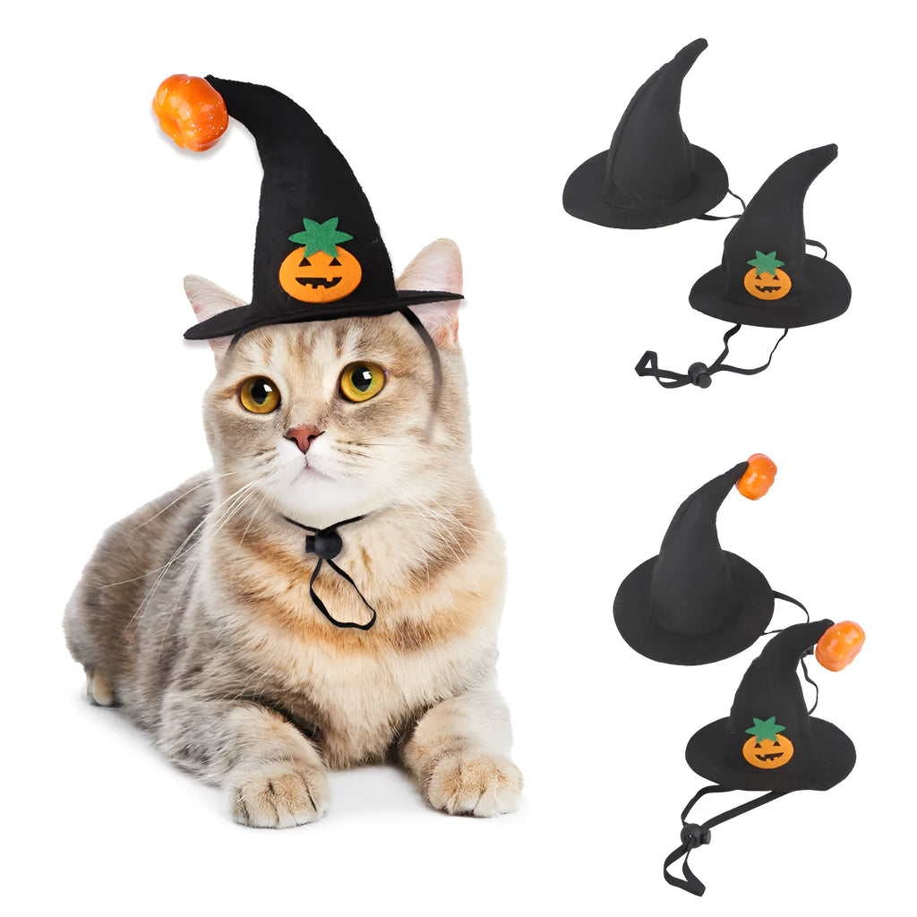 Halloween cat hat in pumpkin smiling face design made from soft cloth with embossed detailing