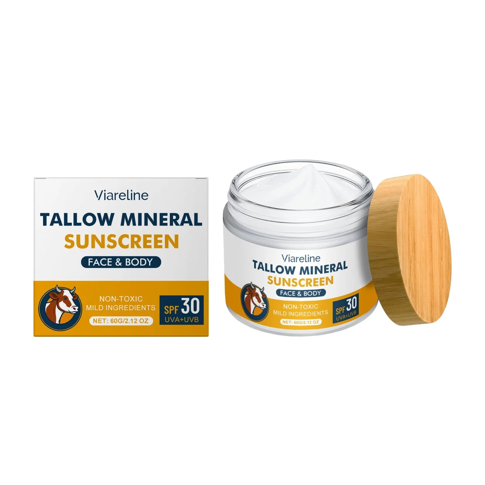60g tube of cow fat moisturising sunscreen with tallow and mineral UV protection ingredients