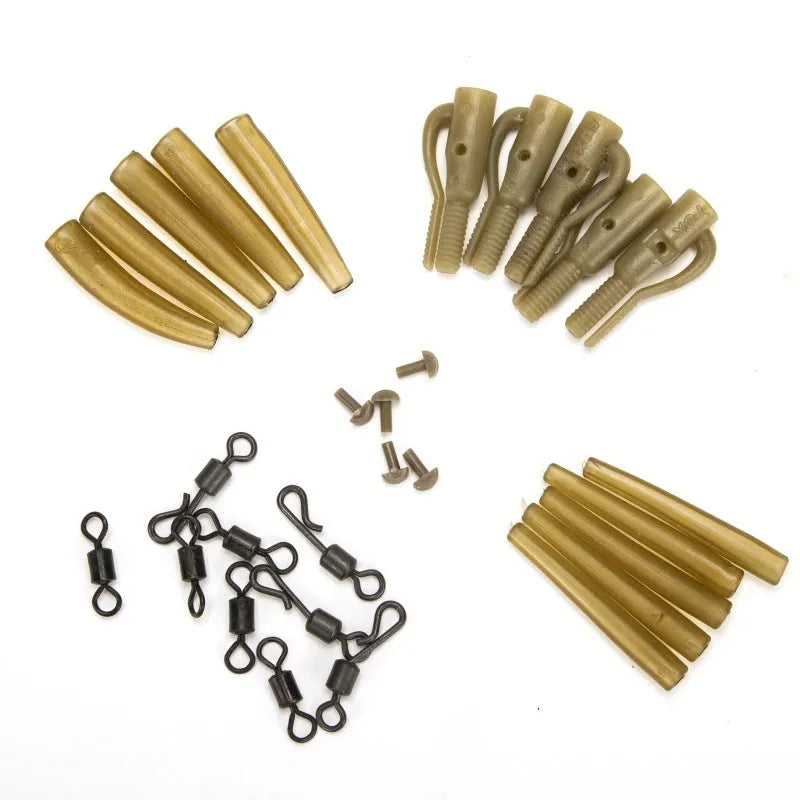 Tobly European carp fishing accessory set with 30 pieces including anti-winding pipes and rotation adapters