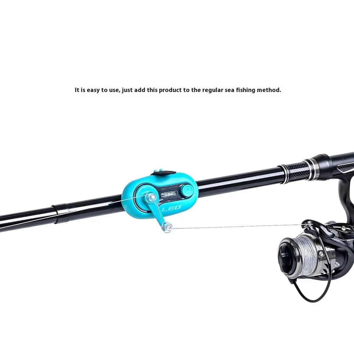 Telescopic fishing rod alarm with automatic night fishing signal lamp in blue wheel style configuration