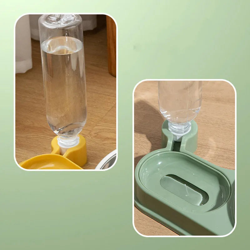 Elevated cat food bowl with automatic water dispenser in three colour options