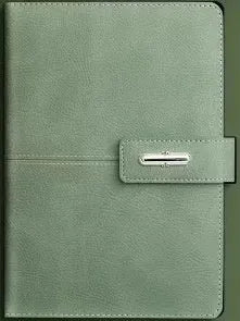 A5 size notebook with PU leather cover in various colours, showing wood-free paper inside.