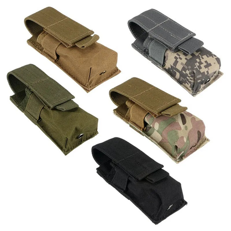 Tactical MOLLE waist utility pouch for pistols and flashlights in camouflage