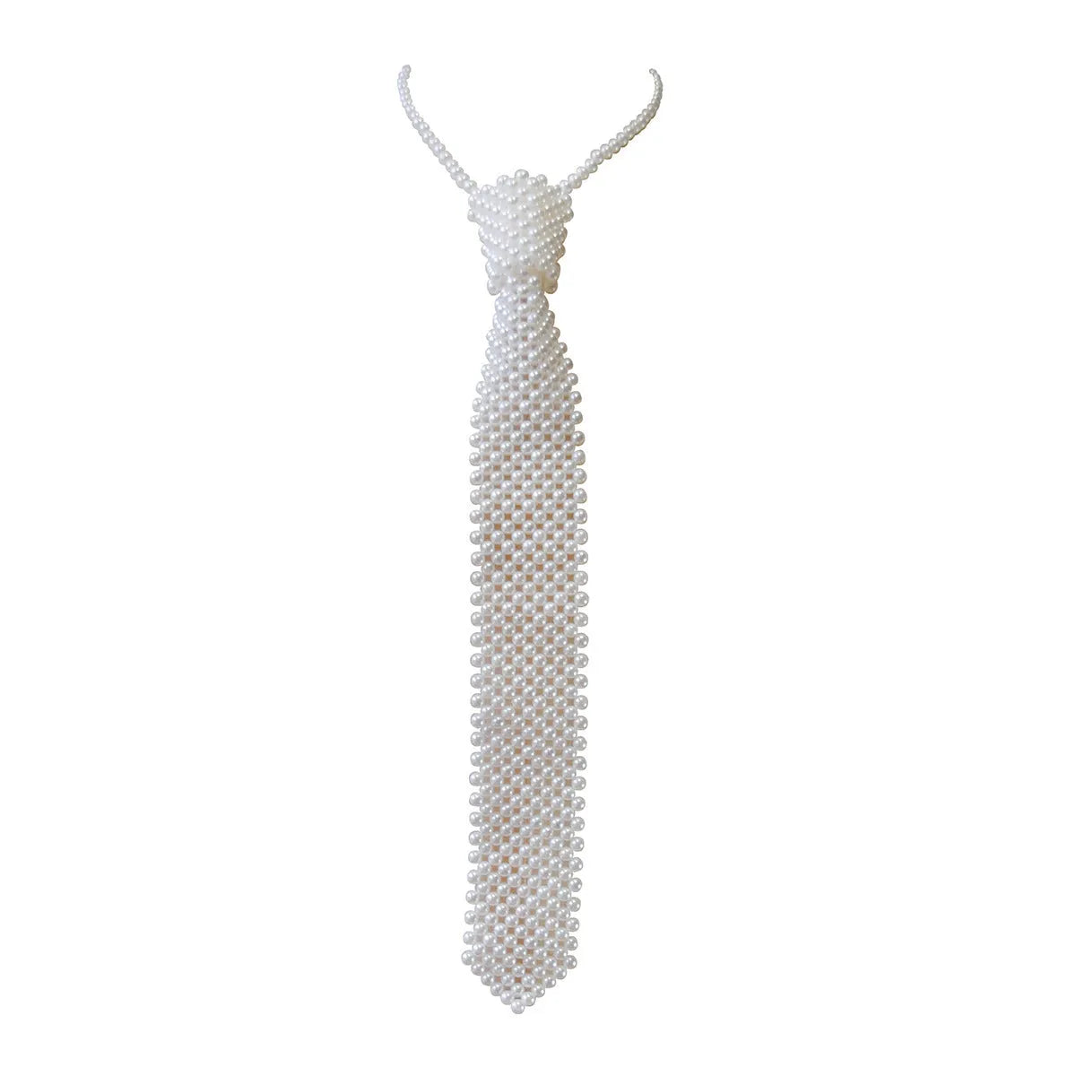 Retro hollow out imitation pearl body chain with alloy tie fastening in black colour