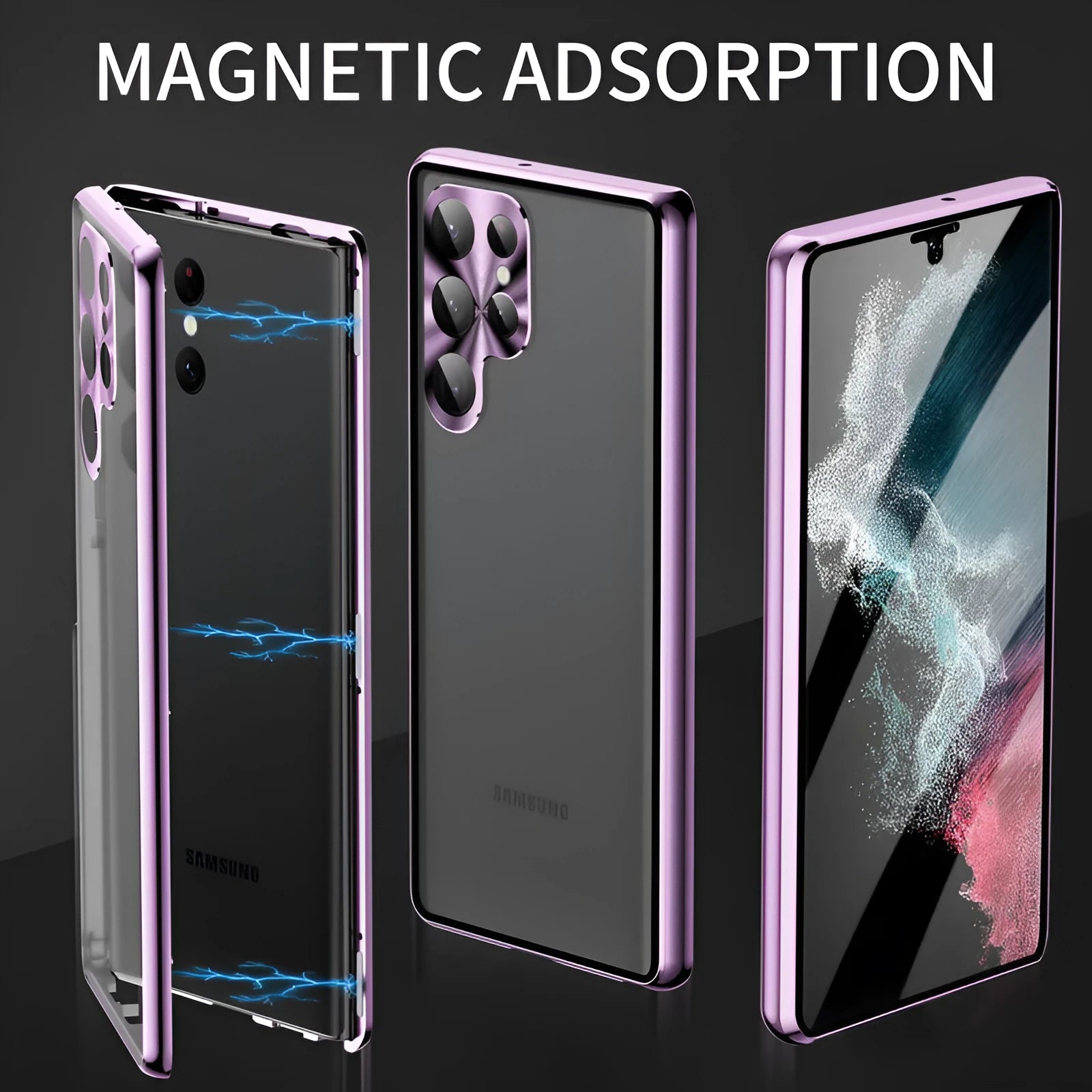 Magnetic mirror phone case with peep-proof screen for Samsung Galaxy S24 Ultra in multiple colours