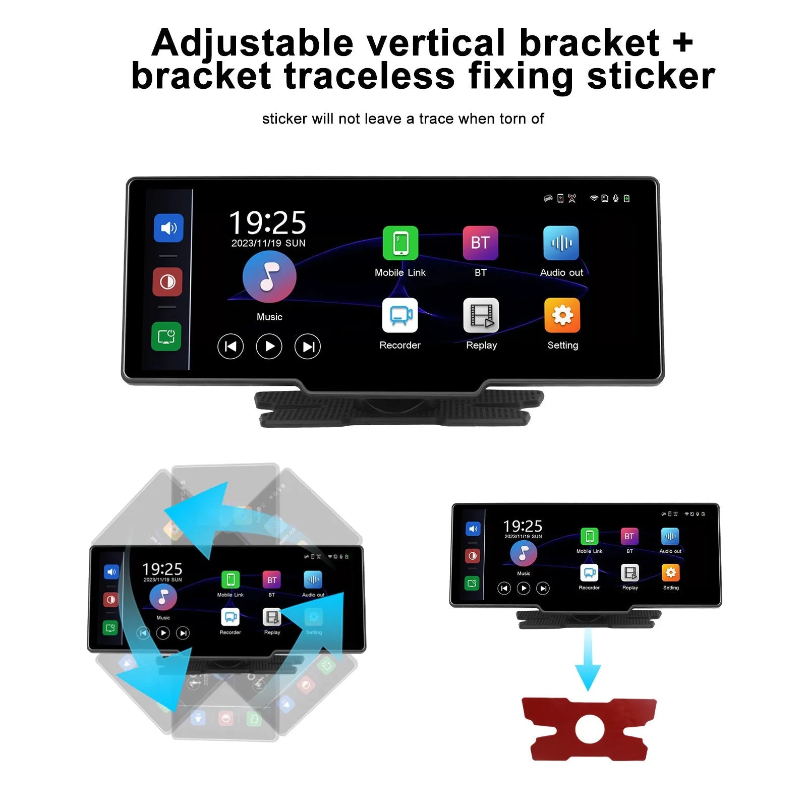 10.26-inch car DVR touchscreen display with rear view camera and CarPlay Android Auto connectivity
