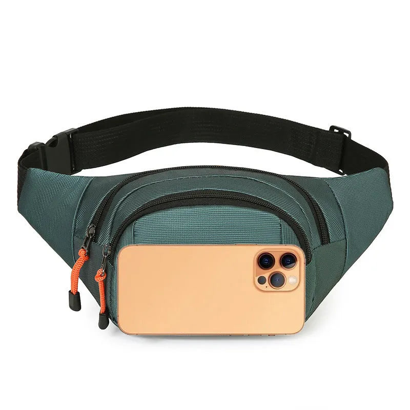 Slanted chest bag in nylon material showing water-resistant design with front access