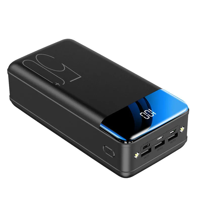 Black and white 50000mAh power bank with three charging ports