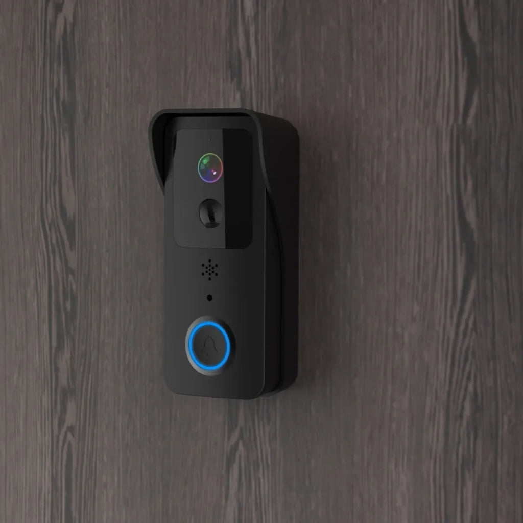 Black and white waterproof smart visual doorbell with camera for remote intercom