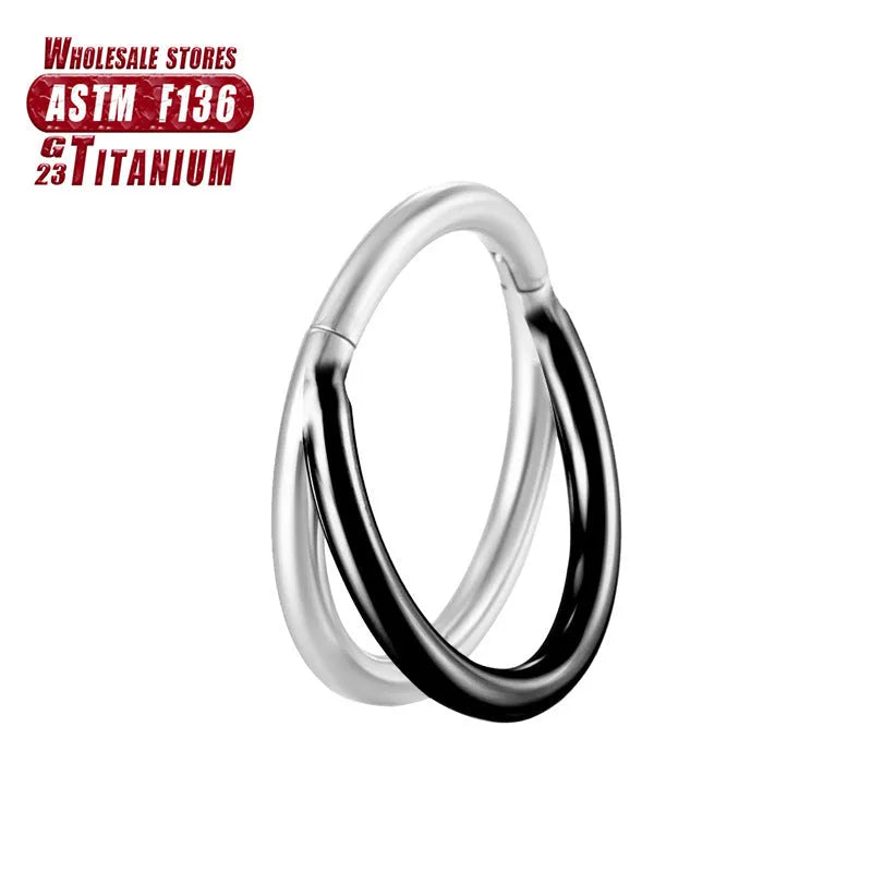 F136 titanium alloy fork nose ring in silver, available in multiple sizes for nose piercings.