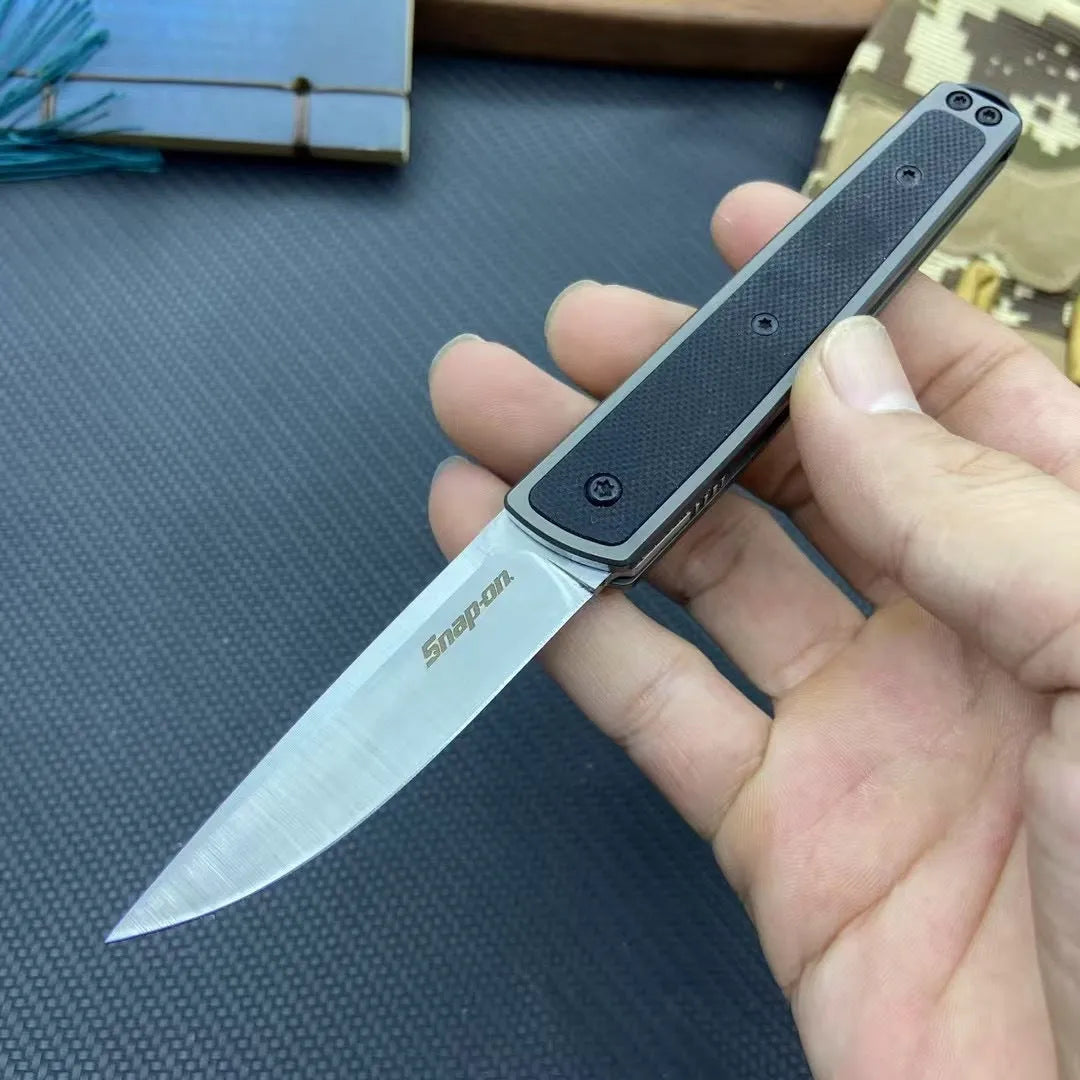 Folding fruit knife with stainless steel blade in open position showing 17cm total length