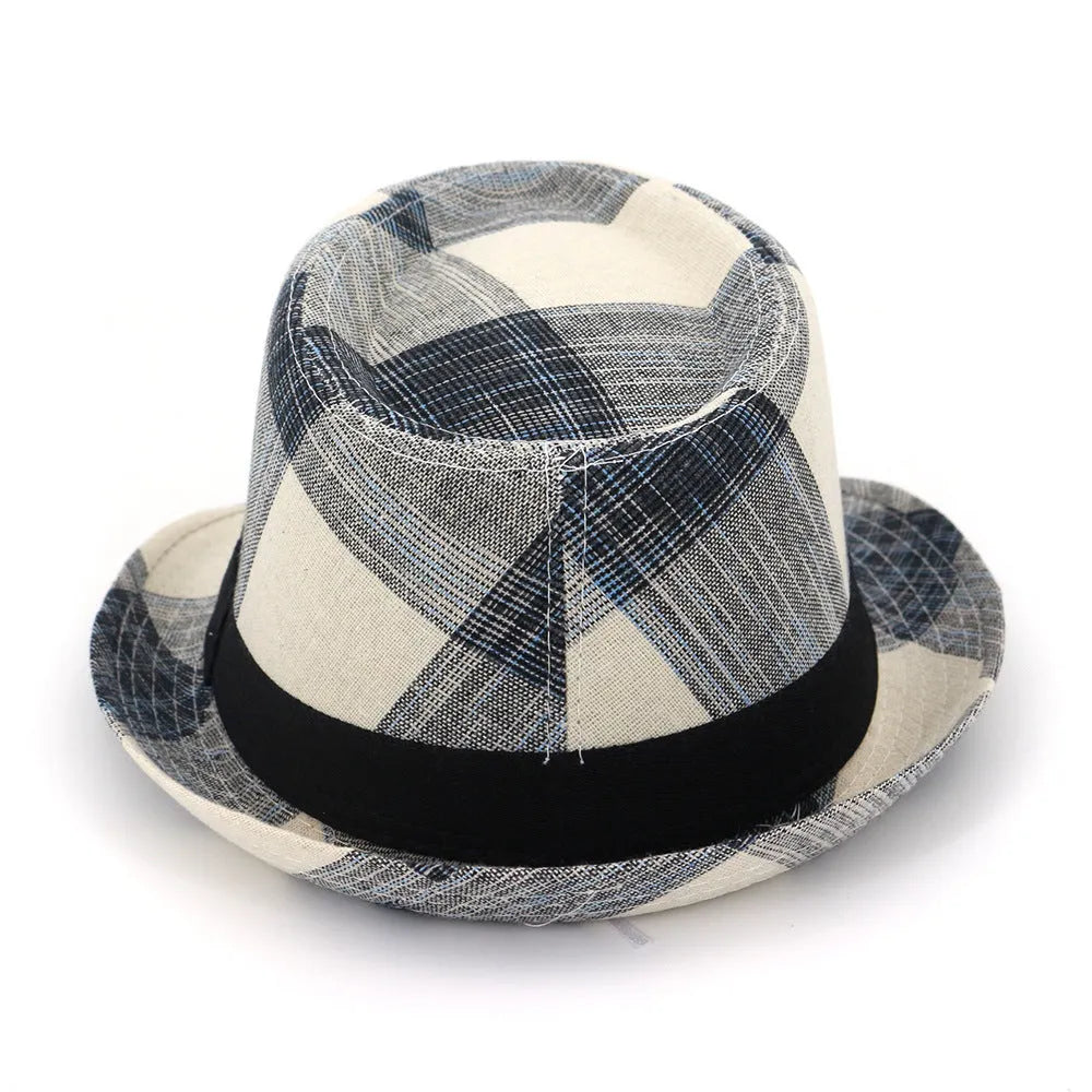 Polyester sun hat with wide brim in black and blue colours for outdoor sun protection