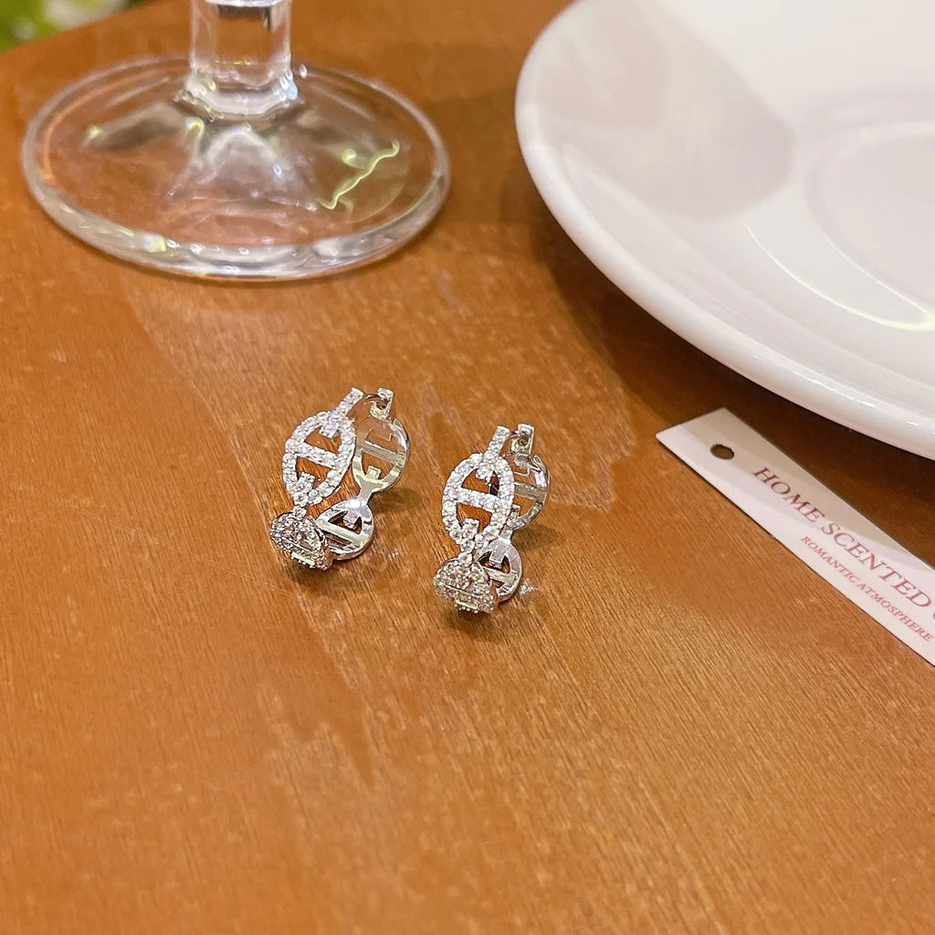 Ladies diamond design casual earrings in silver, gold and rose gold electroplated copper jewellery