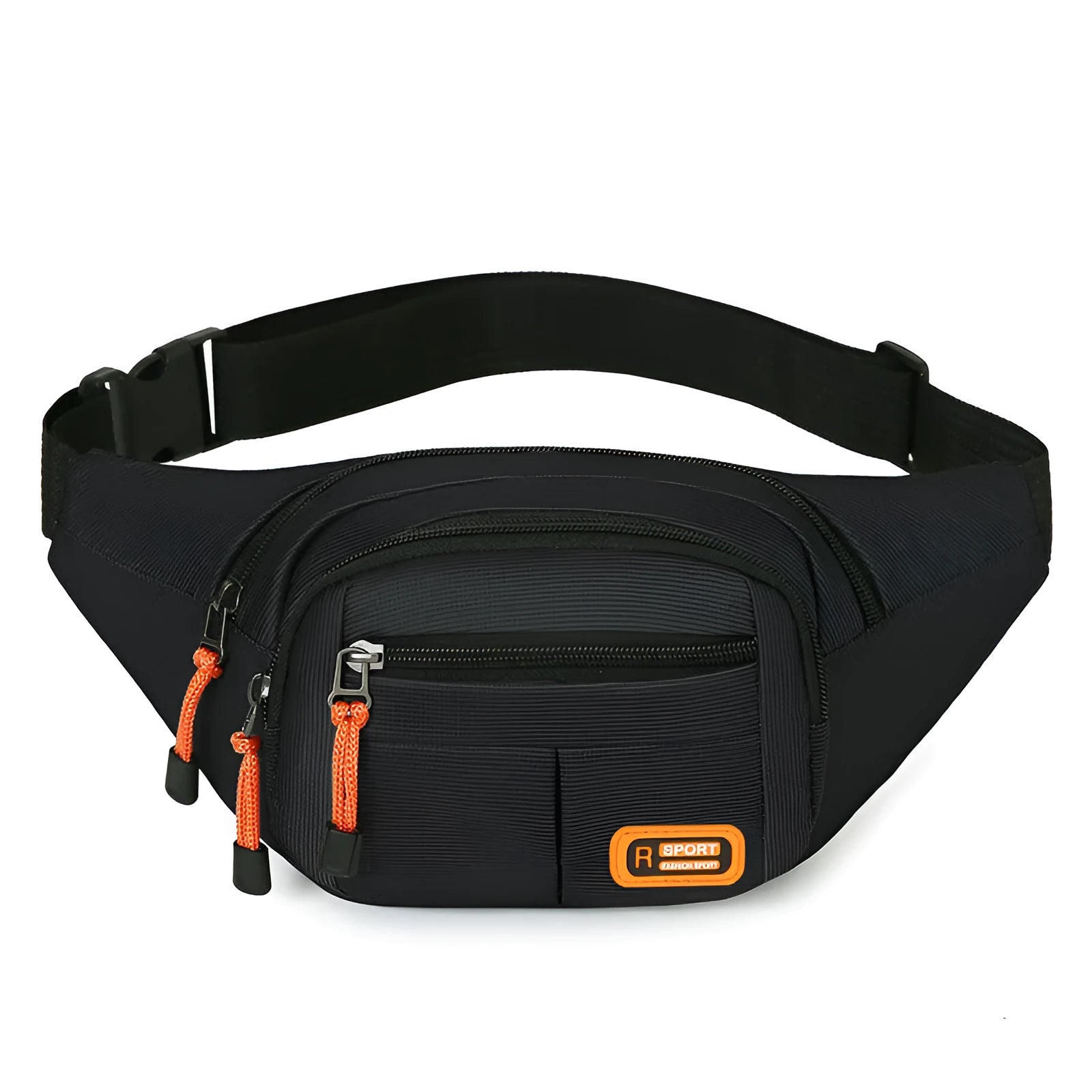 Slanted chest bag in nylon material showing water-resistant design with front access