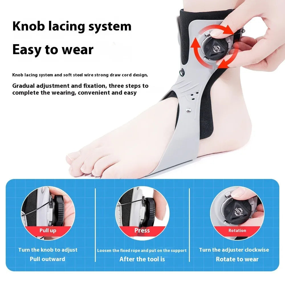 Airbag button ankle brace for left or right foot in black or grey colour