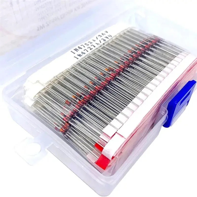1W Zener diode electronic component in glass package with 50V reverse breakdown voltage specification