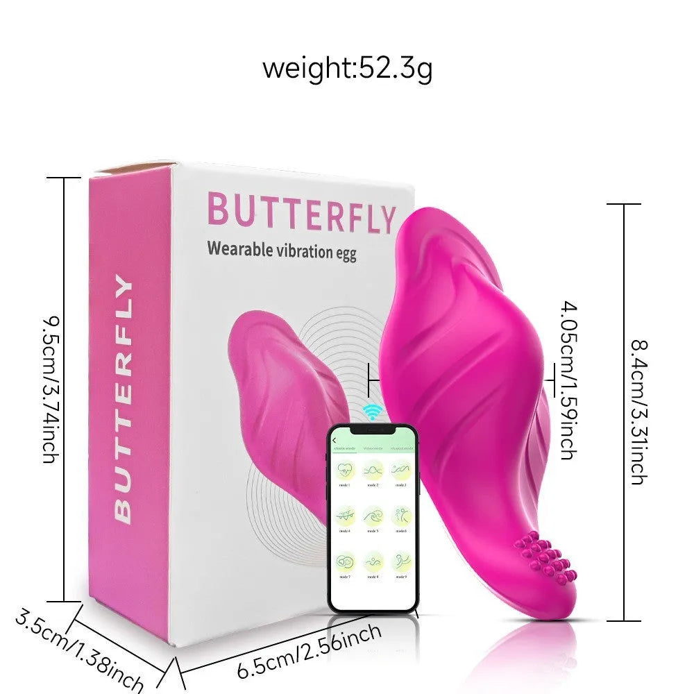 Rose red wearable female massager with smartphone app control and USB charging port
