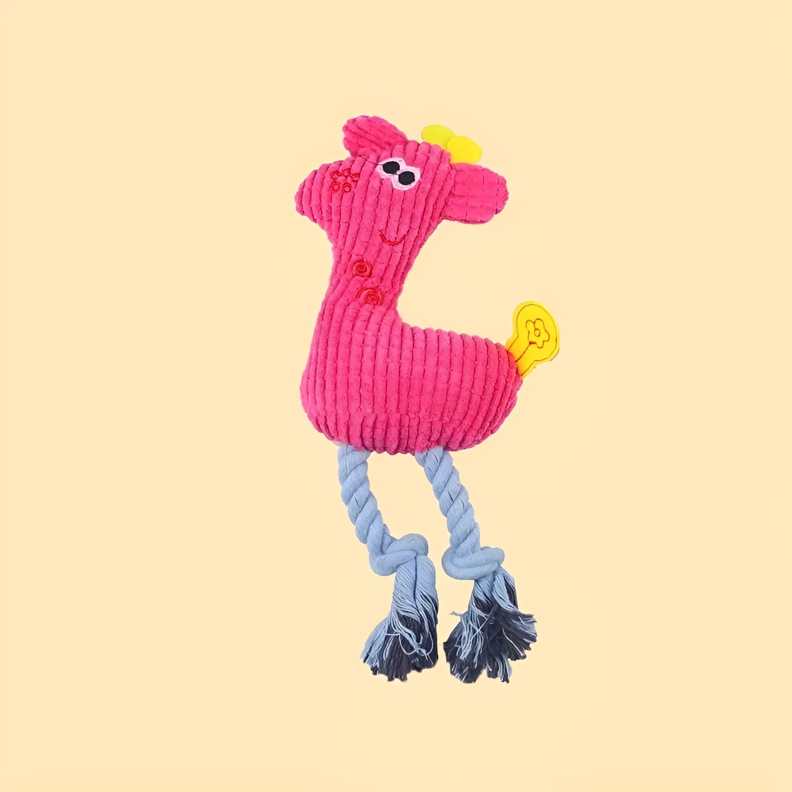 A blue deer-shaped plush dog toy with a corn grain textured surface.