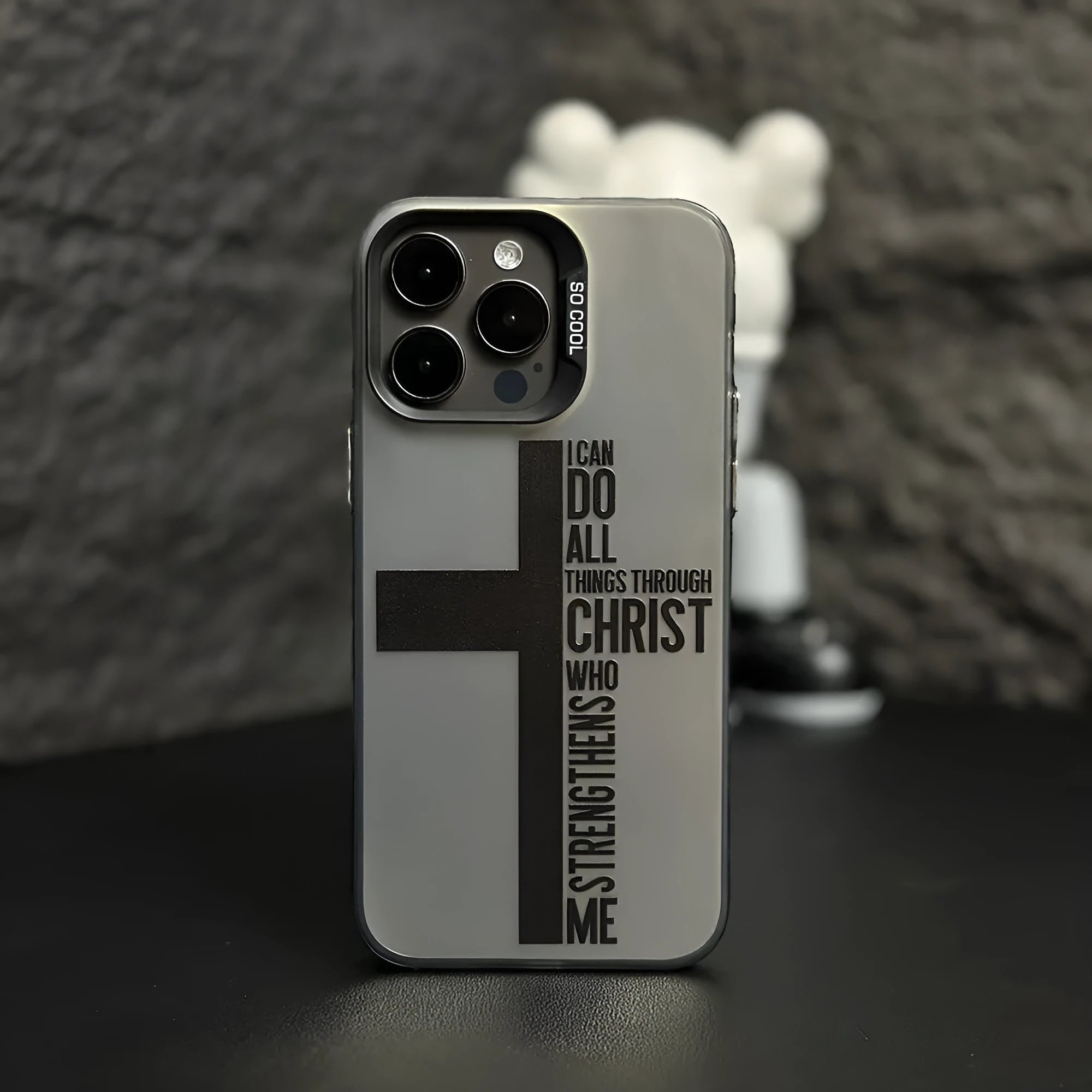 Cross English colour silver drop-resistant hard PC phone case for Apple iPhone, black colour