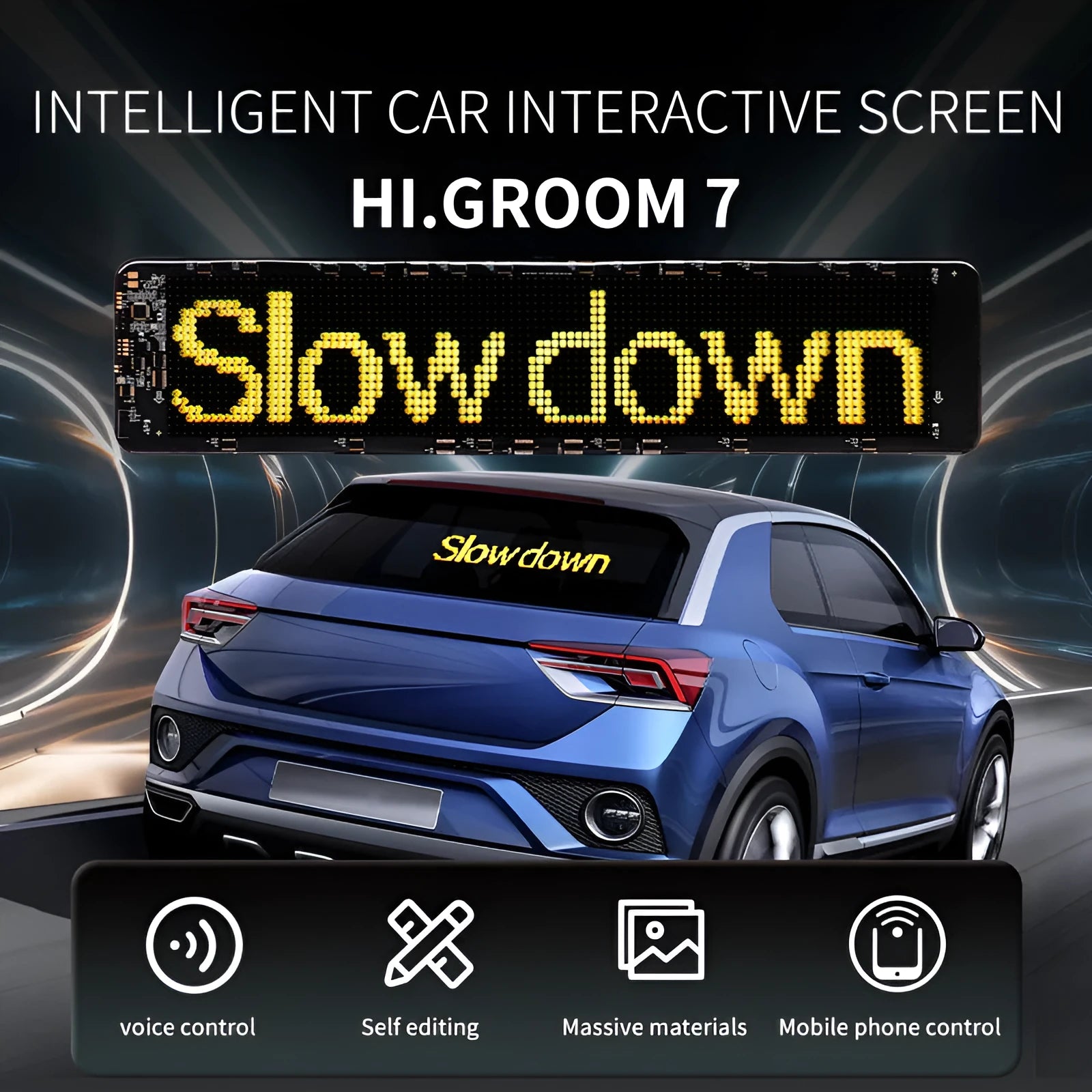 LED smart bumper sticker display screen for cars with phone control