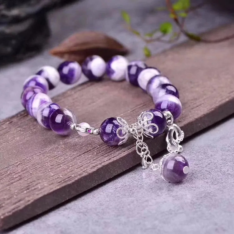 Purple amethyst bracelet with 10mm round beads for women's jewellery and office wear