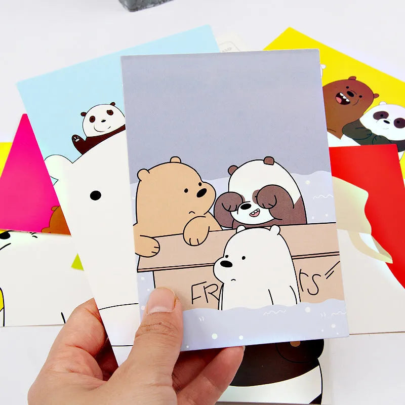 Nine minimalist cartoon style postcards showing Paris tower historic landmarks