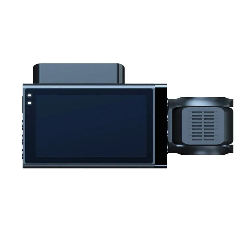 Black car dash camera with 5-inch screen, for front and rear 2K recording with Wi-Fi and GPS.